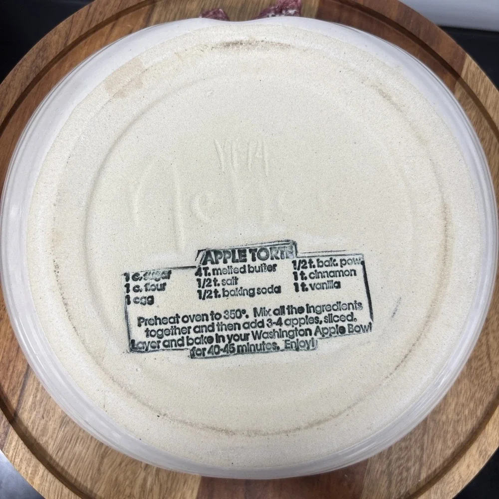 Vintage 1994 NEHER Clay In Motion Pottery Apple Torte Baking Dish With Recipe